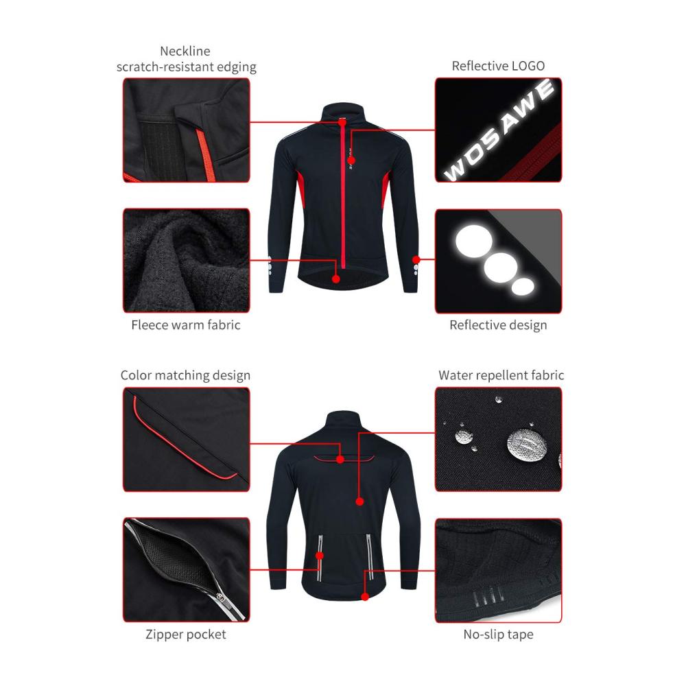 Warme Herren Winterjacke für Radfahren Winddichte Thermo Fahrradjacke mit 3D Gel gepolsterten Radhosen