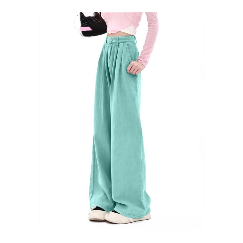 Entdecke den zeitlosen Stil Damen Vintage Jeanshosen mit hoher Taille weitem Bein und voller Länge für einen lässig-eleganten Look
