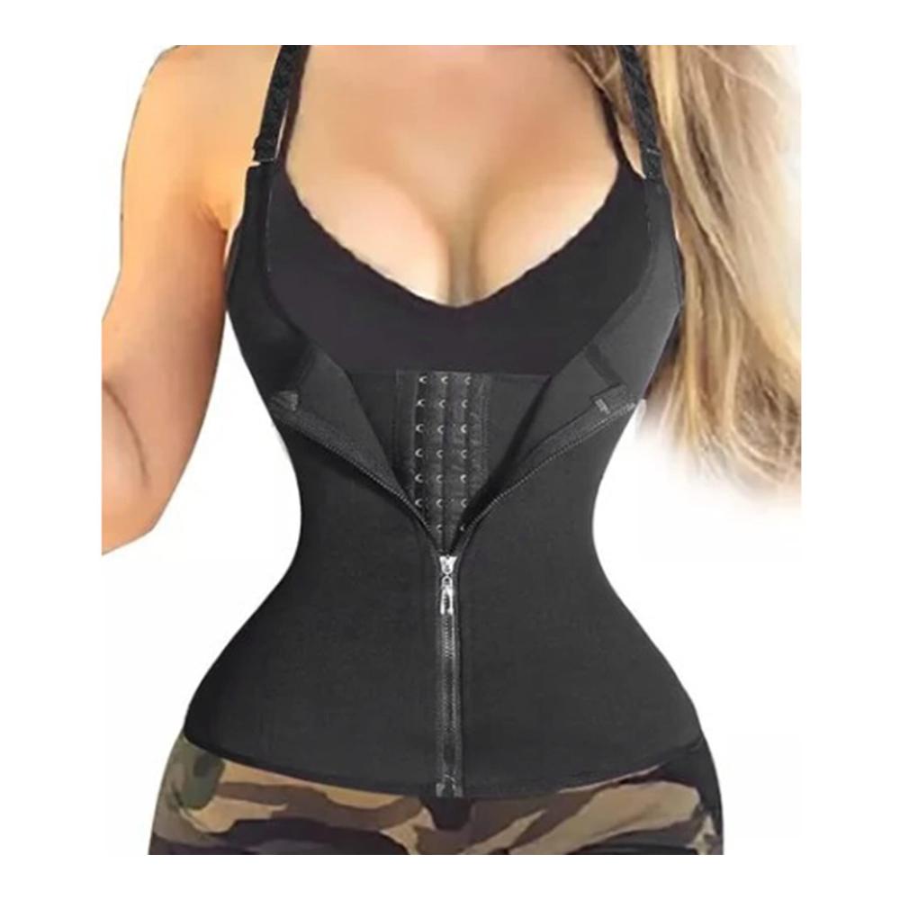 Formgebendes Korsett Rückenunterstützung schlanker Look! Hochwertiges Damen Korsett mit Reißverschluss vorne für Fitness und Taille-Training. In Schwarz. Erreiche deine Ziele stilvoll