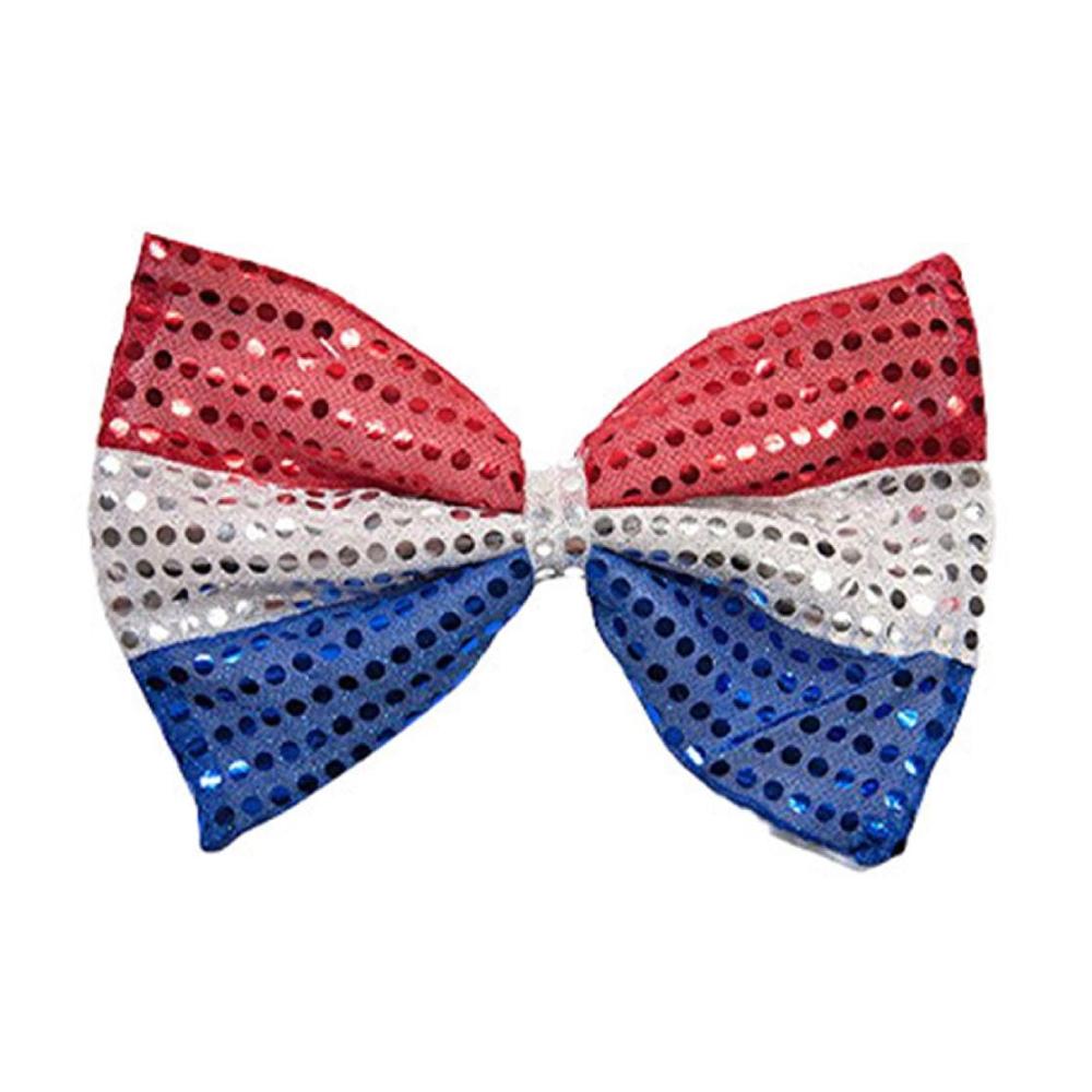 Vintage Fliegen für den Independence Day! Leichtes Design mit US Flaggen ideal für Weihnachten & Vergnügungspark. Rote & blaue Pailletten-Fliege für stilvolle Feierlichkeiten