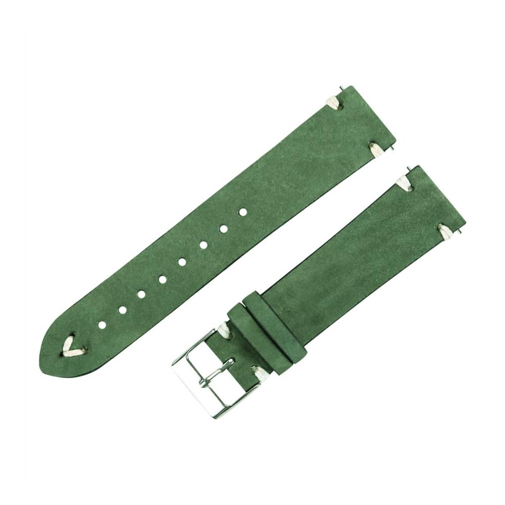 Hochwertiges handgefertigtes Uhrenarmband aus weichem mattem Leder in Grün und Dunkelbraun | 20mm 21mm | Stilvolles Armbanduhr Armband für perfekten Tragekomfort