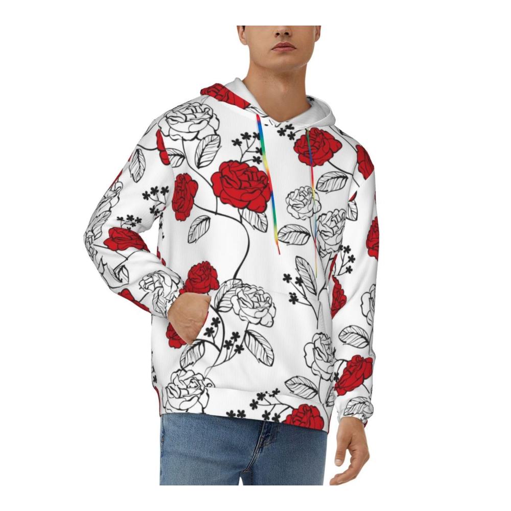 Bequemer Kapuzenpullover mit verspieltem Rosenmuster für Erwachsene Damen Mädchen und Herren