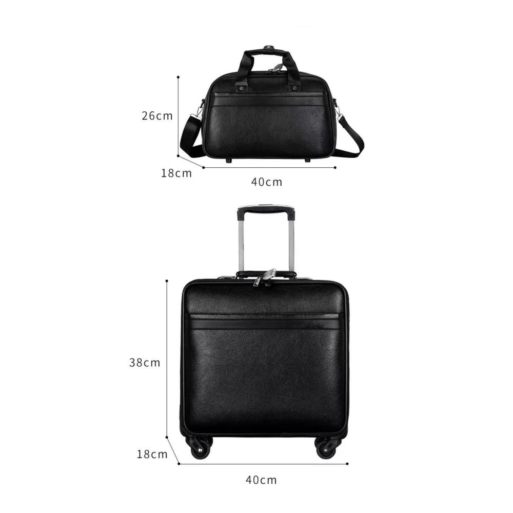 2-tlg. PU-Hartschalengepäck-Set mit Spinnerrädern | 16-Zoll-Kabinentrolley | Ultra-robustes Handgepäck für Geschäfts- & Urlaubsreisen