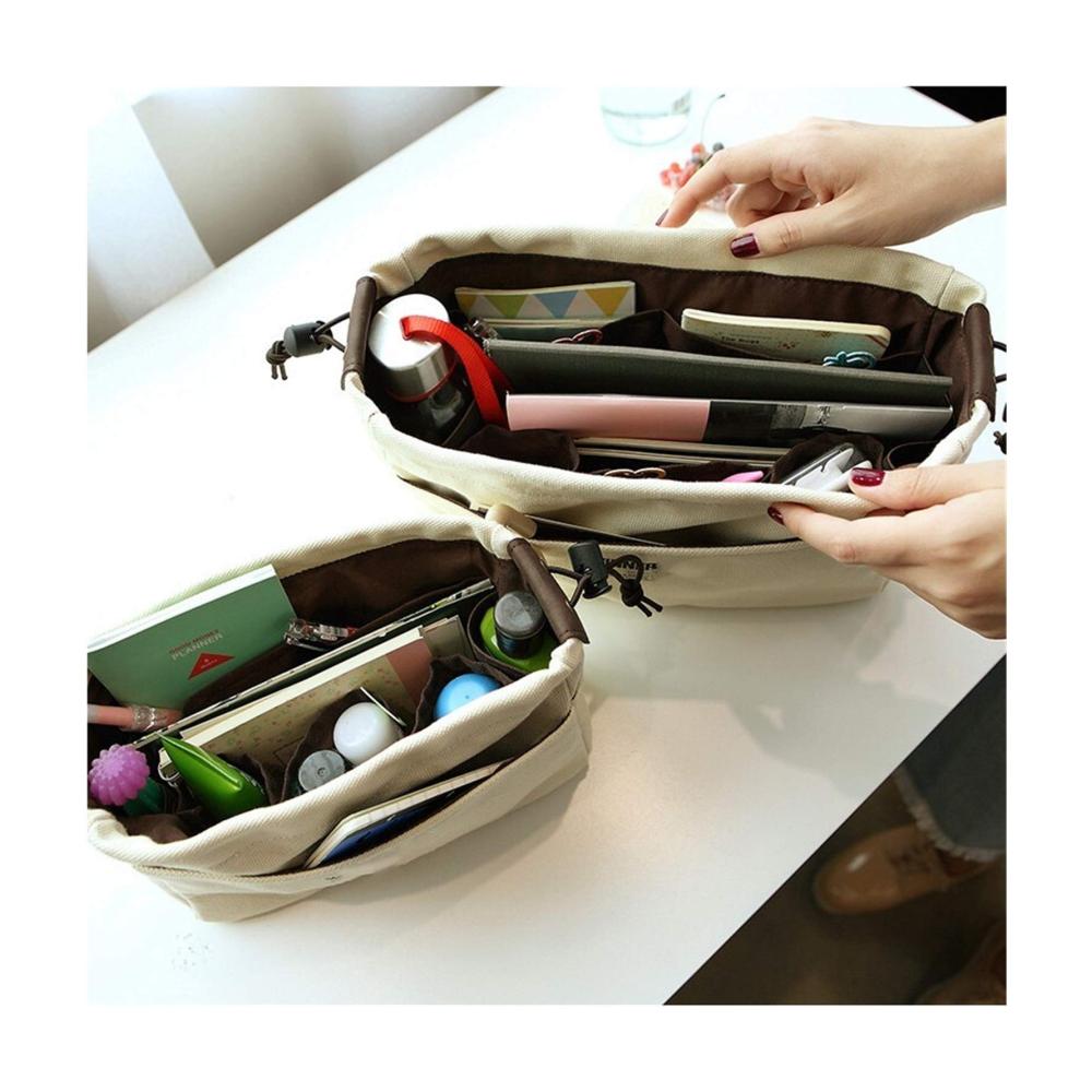 Effizienter Taschenorganizer Canvas-Geldbörse mit Fächern für Handtaschen. Makeup-Organizer-Einsatz für perfekte Ordnung und Stil. (Farbe Groß Blau