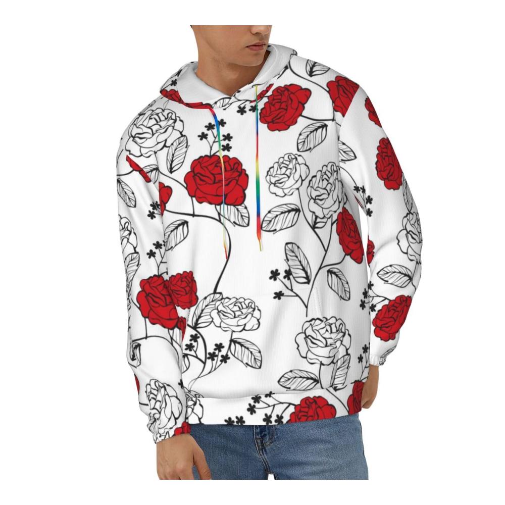 Bequemer Kapuzenpullover mit verspieltem Rosenmuster für Erwachsene Damen Mädchen und Herren