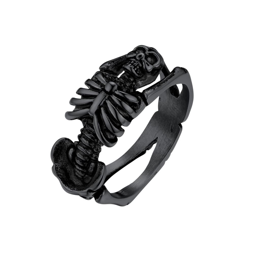 Extravaganter Gothic Totenkopf Ring aus Edelstahl veredelt mit 18k Gold - Unvergleichlicher Statement-Schmuck für Männer und Jungen ideal für Biker Hip Hop und Rocker - Größe 54 bis 72
