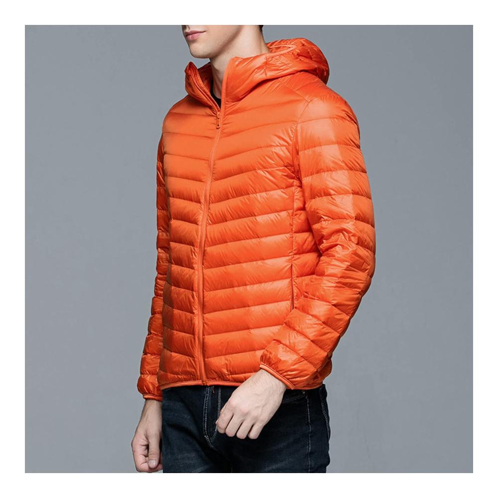 Herrenjacke für Winterschwimmen Warm gefütterte Baumwolljacke mit Reißverschlusstaschen und Kapuze ideal für Freizeit und Alltag Orange