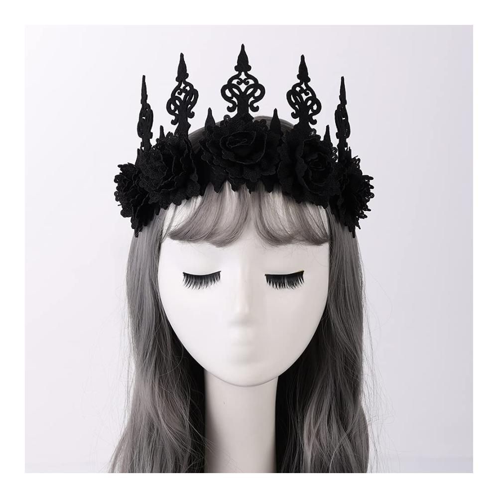 Exquisite Gothic Schwarze Rose Krone Haarband Barocke Eleganz für jeden Anlass! Stilvolles Accessoire für Parties und Events. Holen Sie sich jetzt dieses einzigartige Haarband! 🌹✨