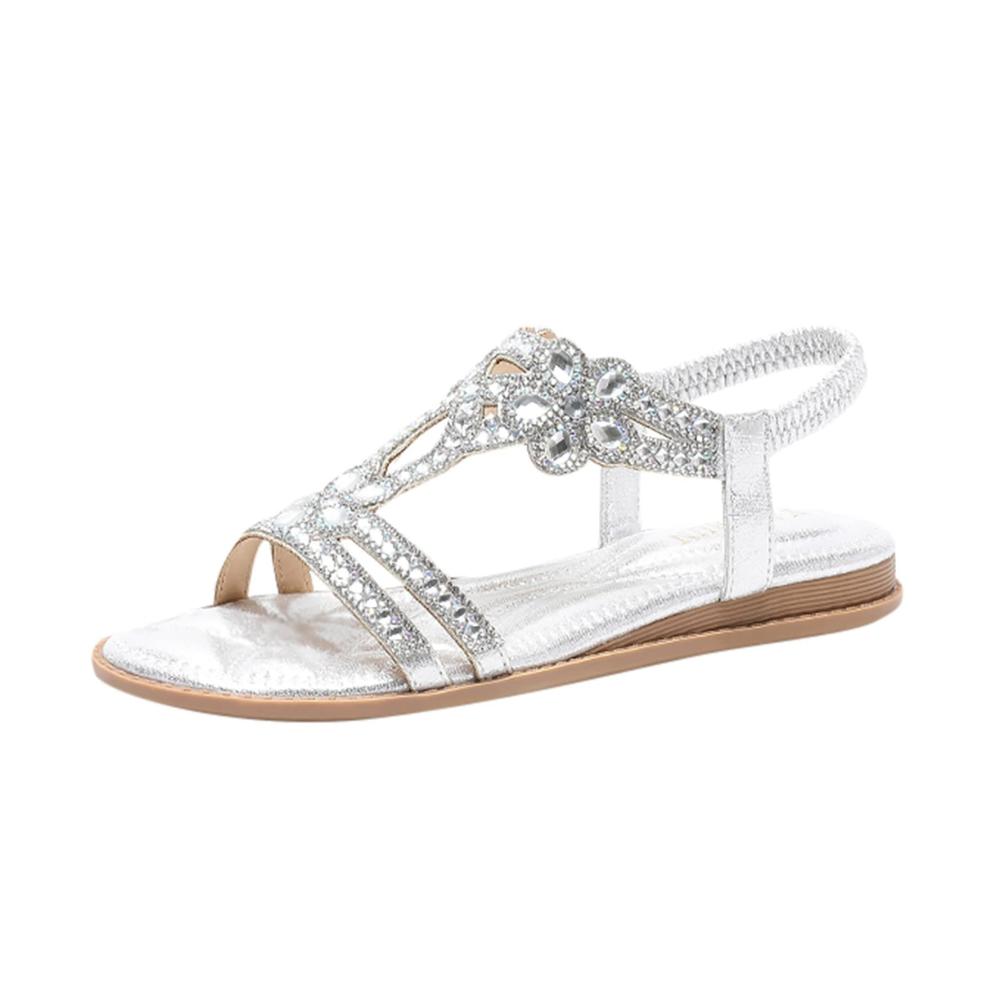 Sport Sandalen & Folien Damen Sommer Flache Strass Bohemia T-Riemen Sandalen Weiche Sohlen Sommerschuhe Mädchen Strandschuhe