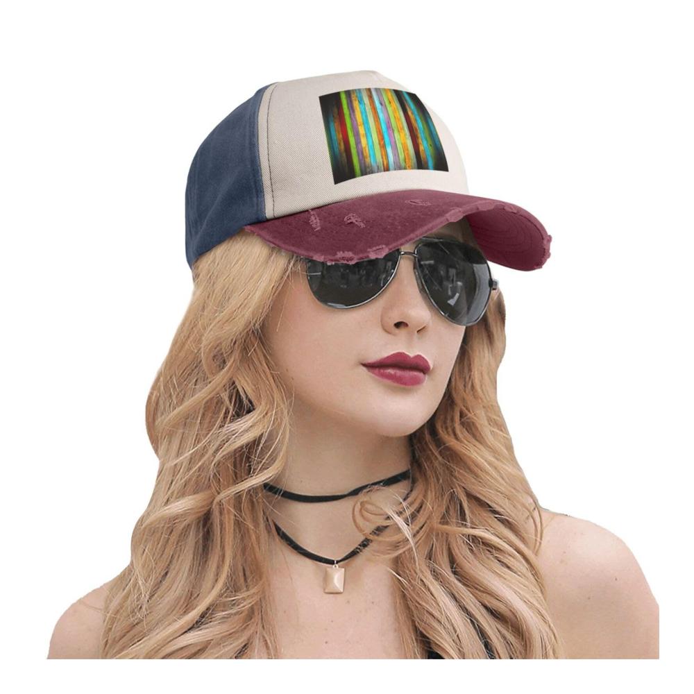 Bunte Holzbretter Unisex Baseball Cap Trendige und funktionale Baumwoll-Denim-Outdoor-Sportmütze für Sport und Freizeit