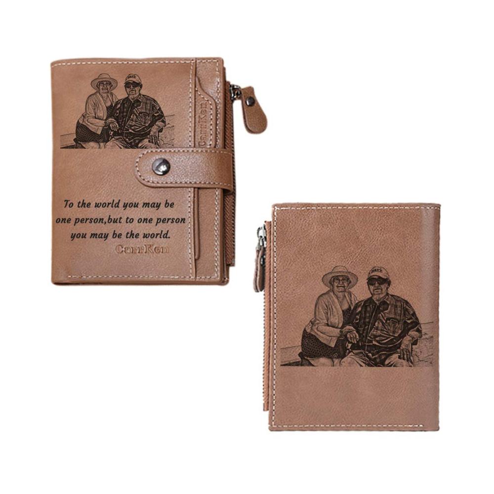 Entdecken Sie einzigartige Geldbörsen Personalisierte Foto-Brieftasche für Männer - Unvergessliche Geschenke für Ehemann Vater & Sohn! Jetzt in Braun