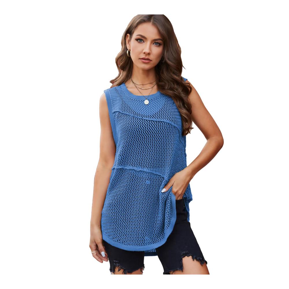 Stilvoller Damen-Pullover mit Rundhalsausschnitt in mittlerer Länge – Eleganz und Komfort vereint in einem hochwertigen Hohlstrickdesign