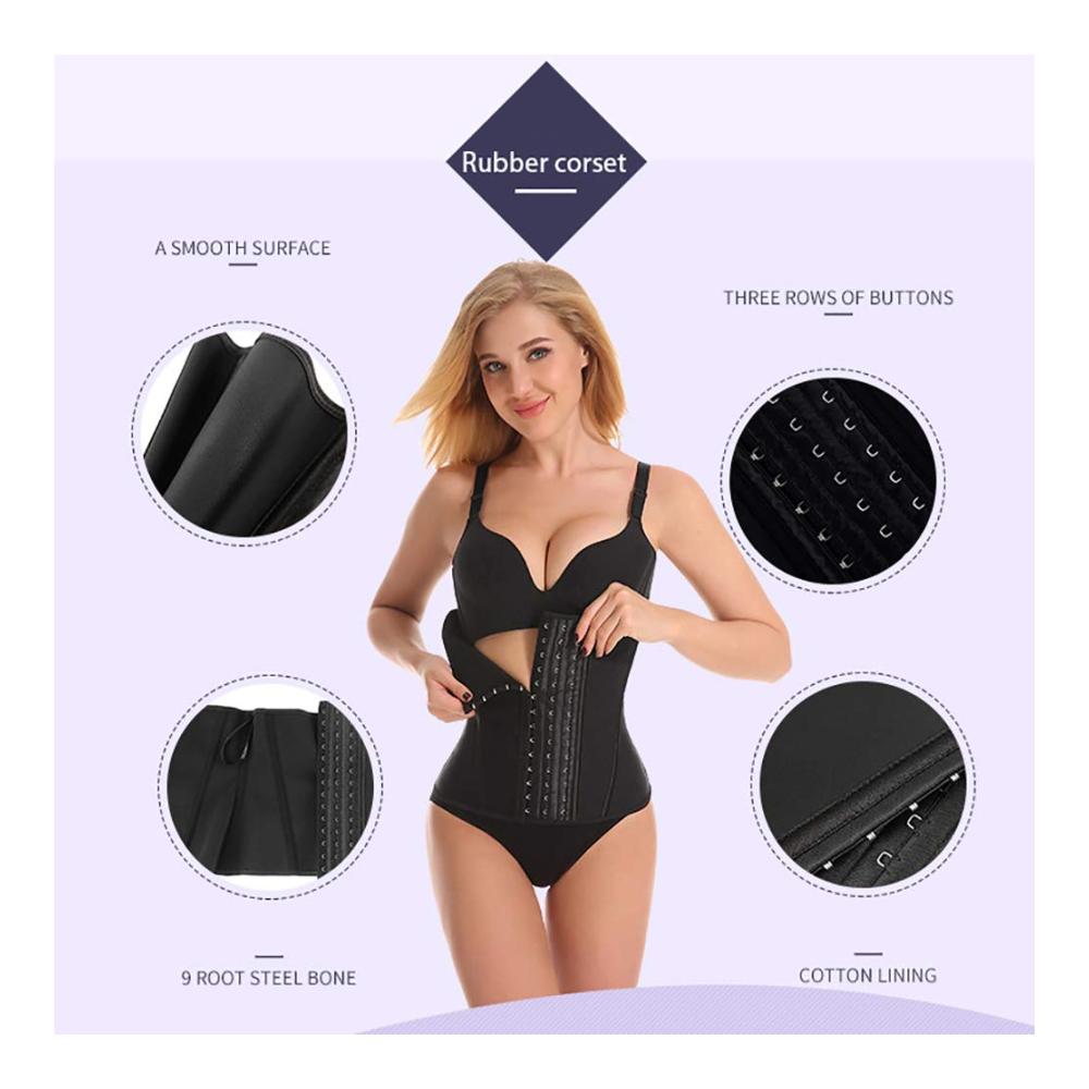 Taillenmieder Shaper Shaping Control Top Shapewear Damen Unterbrust Corsage Bauch Korsett Körperformend Atmungsaktiv Taillentrainer mit 3-Reihen-Verschluss Stark Formend Mieder Schwarz S