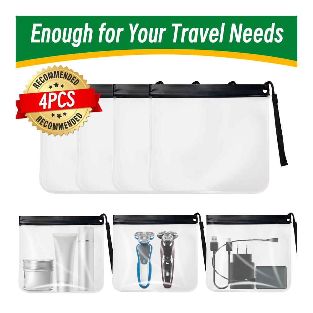 Perfekte Ordnung auf Reisen Hengxinc Kofferorganizer Set - 4 Stück für Flüssigkeiten handliches Handgepäck-Format hermetisch versiegelt und transparent für stressfreies Fliegen