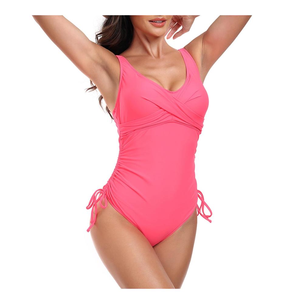 Badeanzug Damen Bauchweg Große Größen Bademode Push Up Gepolstert mit Cups Spaghetti Bügel Einteiler