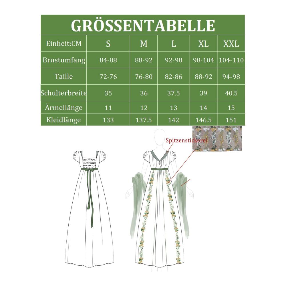 Elegantes Damen Freizeitkleid Vintage Charme mit hoher Taille im Regency-Stil. Perfekt für den historischen Flair und zeitlose Eleganz
