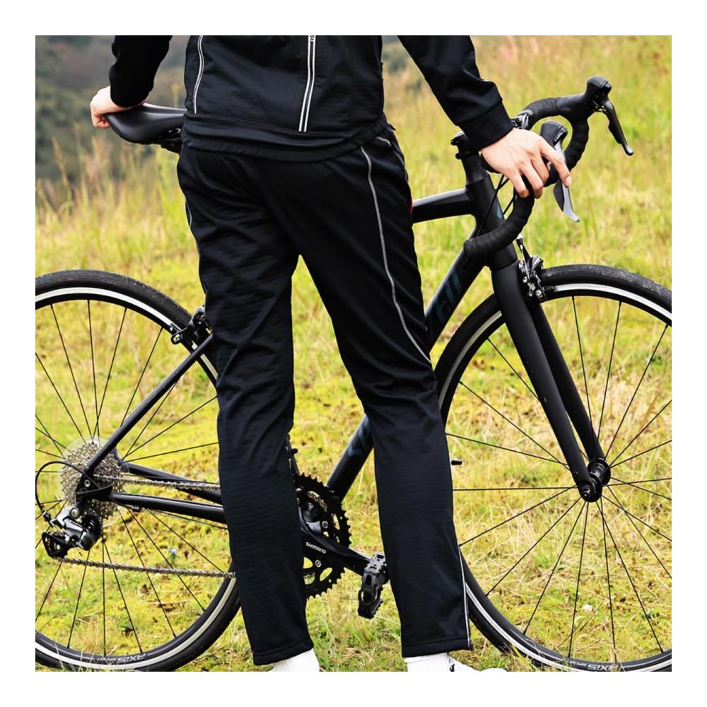 Herren Thermo-Fleece-Fahrradhose Winddichte reflektierende warme Jogger-Hose für Radfahren Laufen und Wandern