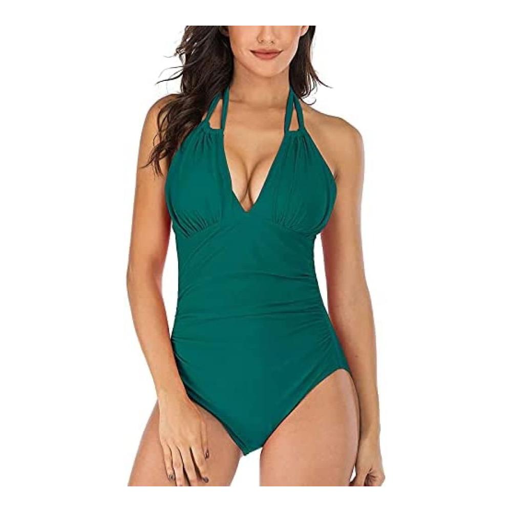 Badeanzüge Damen Einteiler Bauchweg Bademode Sexy Push-Up Monokini Swim Suit Hohe Taille V-Ausschnitt Schwimmanzug Strandmode Sommer Badeanzüge Badebekleidung