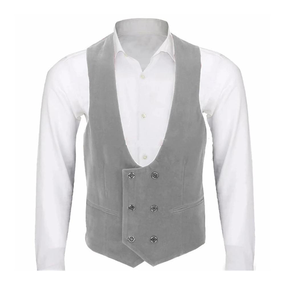Exklusive Hochzeitsweste für Herren Maßgeschneiderter Zweireiher V-Ausschnitt Slim Fit. Perfekte Ergänzung für formelle Anlässe und stilvolle Auftritte