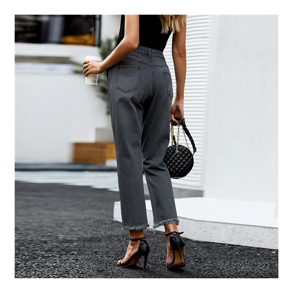 Damen Jeanshose High Waist Zerissene Stretch Skinny Jeans Vintage Y2K Denim Leggings Schlanke & Lange Bleistifthose für Freizeit