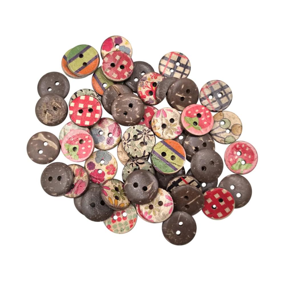 Entdecke die Magie der Click-Buttons! Holzknöpfe für DIY und Handwerk - 100 Stück Cartoons Vintage-Design Dekorative Kunsthandwerke aus Bambus und mehr