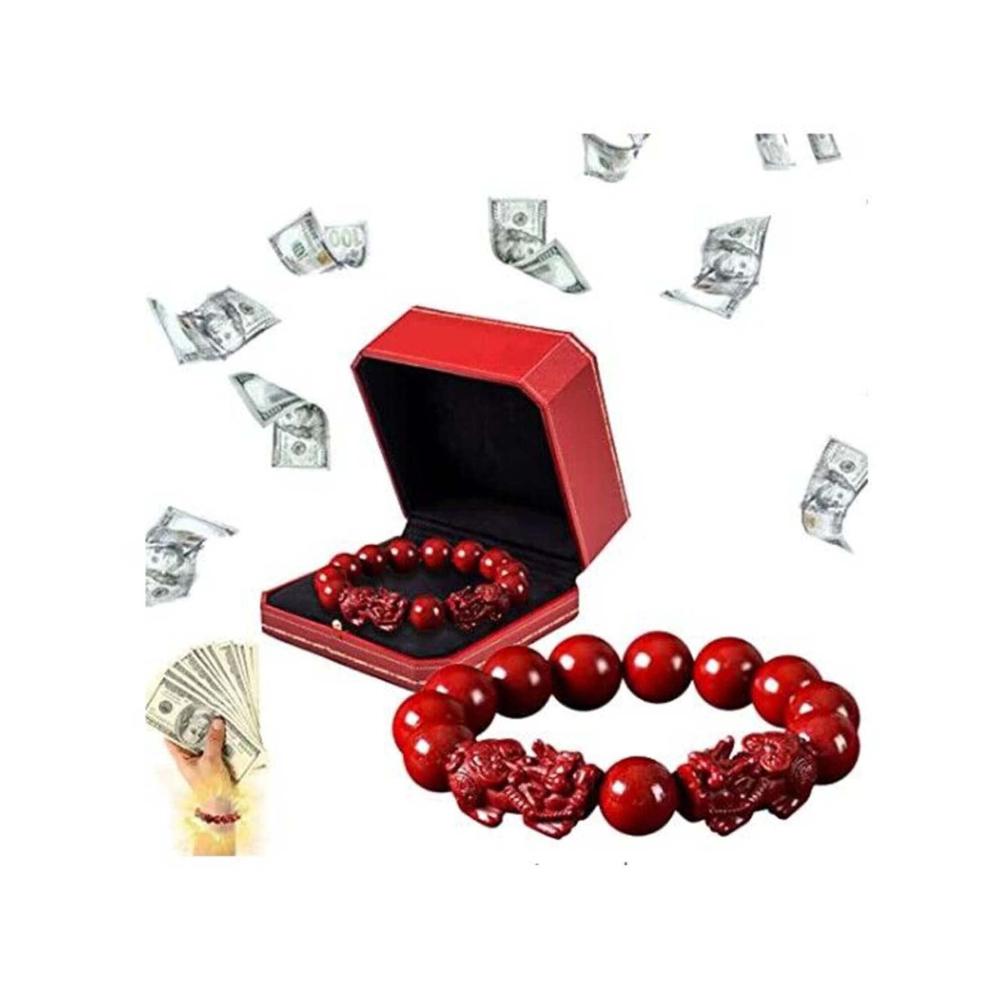 Entdecken Sie den Reichtum und Schutz mit unserem Feng Shui Cinnabar Armband für Männer und Frauen - Glücksbringer Geld Amulett (8 mm) Armschmuck