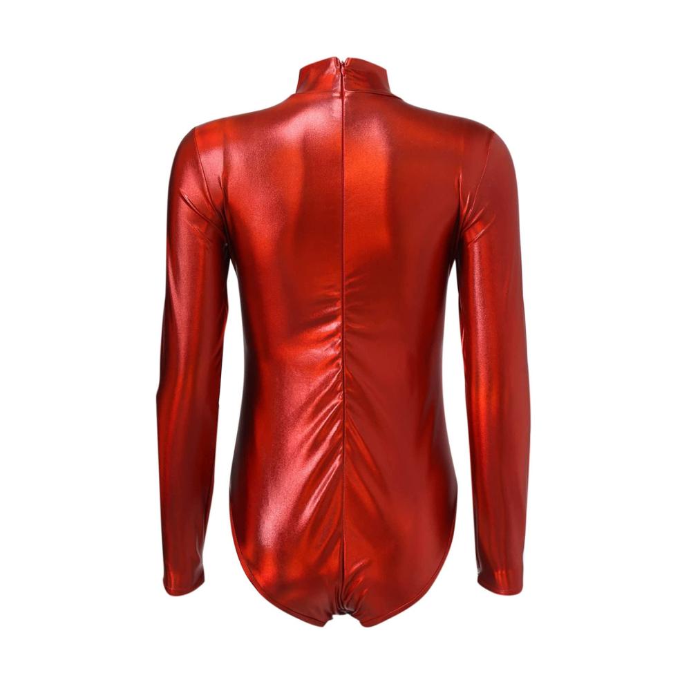 Glänzendes Ballettanzug Damen Langarm Bodysuit Perfekter Tanzbody für Eleganz & Komfort! Metallic Leotard für Damen Stilvoll und bequem ideal für Ballett und Tanz. Jetzt erhältlich
