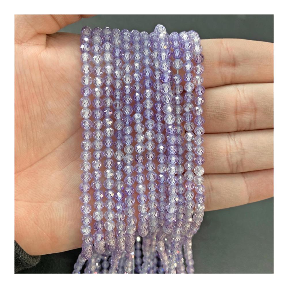 Entdecke die Brillanz Mikrofacettierte Natürliche Zirkonperlen für Schmuckherstellung - 2/3 mm Multicolor-Beads Quarzkristallperlen - Lila 3 mm