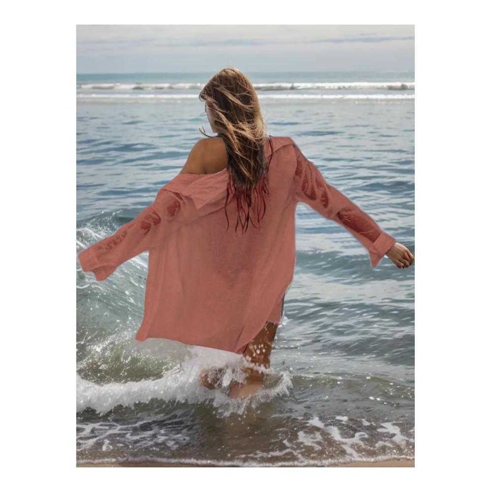 Elegante Pareos & Strandkleider Damen Strandkleid Bikini Cover Up Strandponcho Sommer Cardigan Bademode Strand Vertuschen Kurzarm Beach Shirt Blusen Urlaub - Perfekt für stilvolle Strandtage