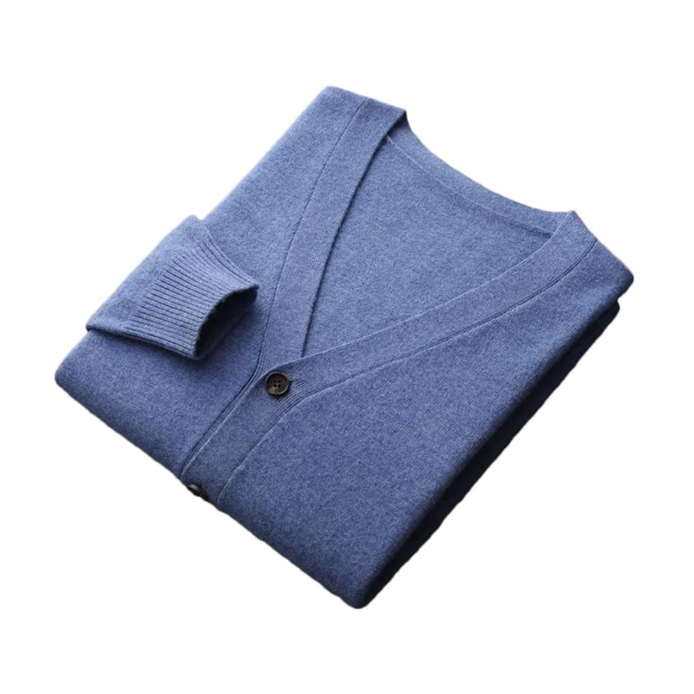Premium Herren Strickjacke 100% Merinowolle einfarbig gestrickt Basic-Pullover Mantel-Design Button-Down-Komfort
