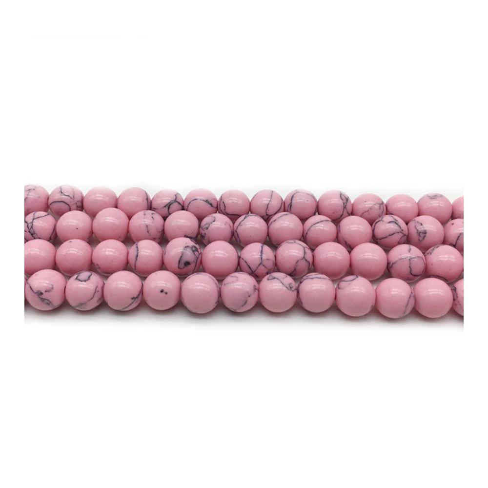 Schillernde Türkis-Perlen Perfekt für DIY-Schmuck! Natürliche 8/10/12mm Glattsteinperlen - 62 Stück in zartem Rosa. Ideal für Halsketten und Armbänder