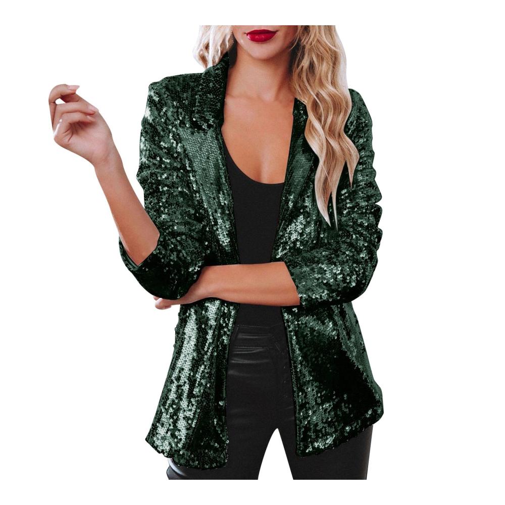 Glitzernder Paillettenblazer für Damen Eleganter glänzender Anzugblazer mit Slim Fit Langarm-Bomberjacke und Pailletten-Party-Outwear