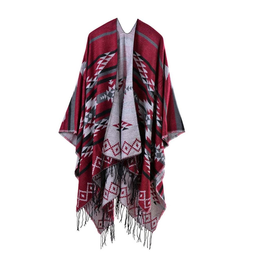 Exquisite Pashminas Damen-Poncho mit Druck Quasten & offener Vorderseite - Stilvoll und einzigartig perfekt für Eleganz und Komfort BM004