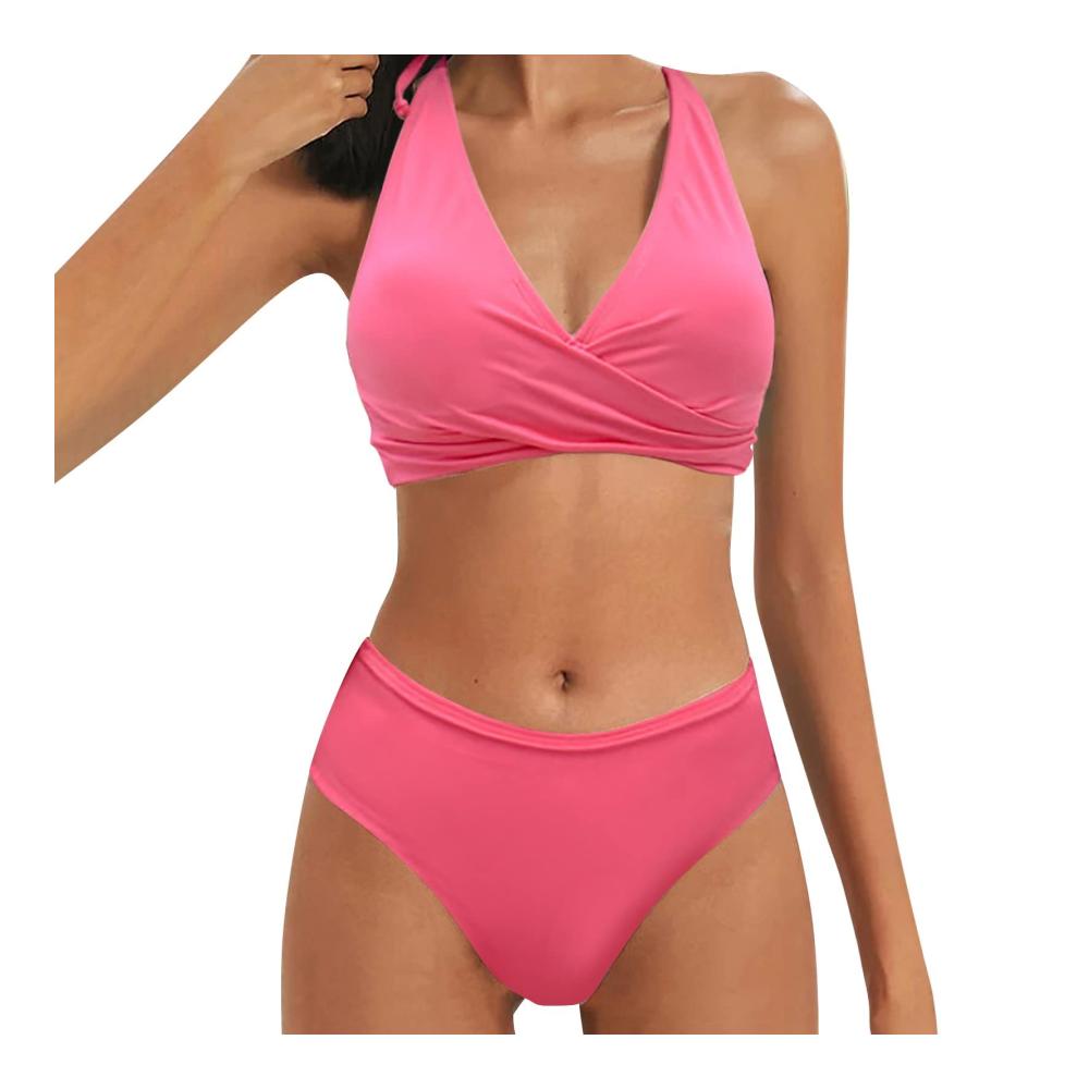 Bademode Damen 2024 – Sexy Zweiteiliger Bikini mit Push-up Bauchkontrolle und Überkreuztem Ausschnitt Sommertankini als Strandbikini