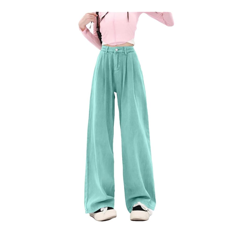 Entdecke den zeitlosen Stil Damen Vintage Jeanshosen mit hoher Taille weitem Bein und voller Länge für einen lässig-eleganten Look