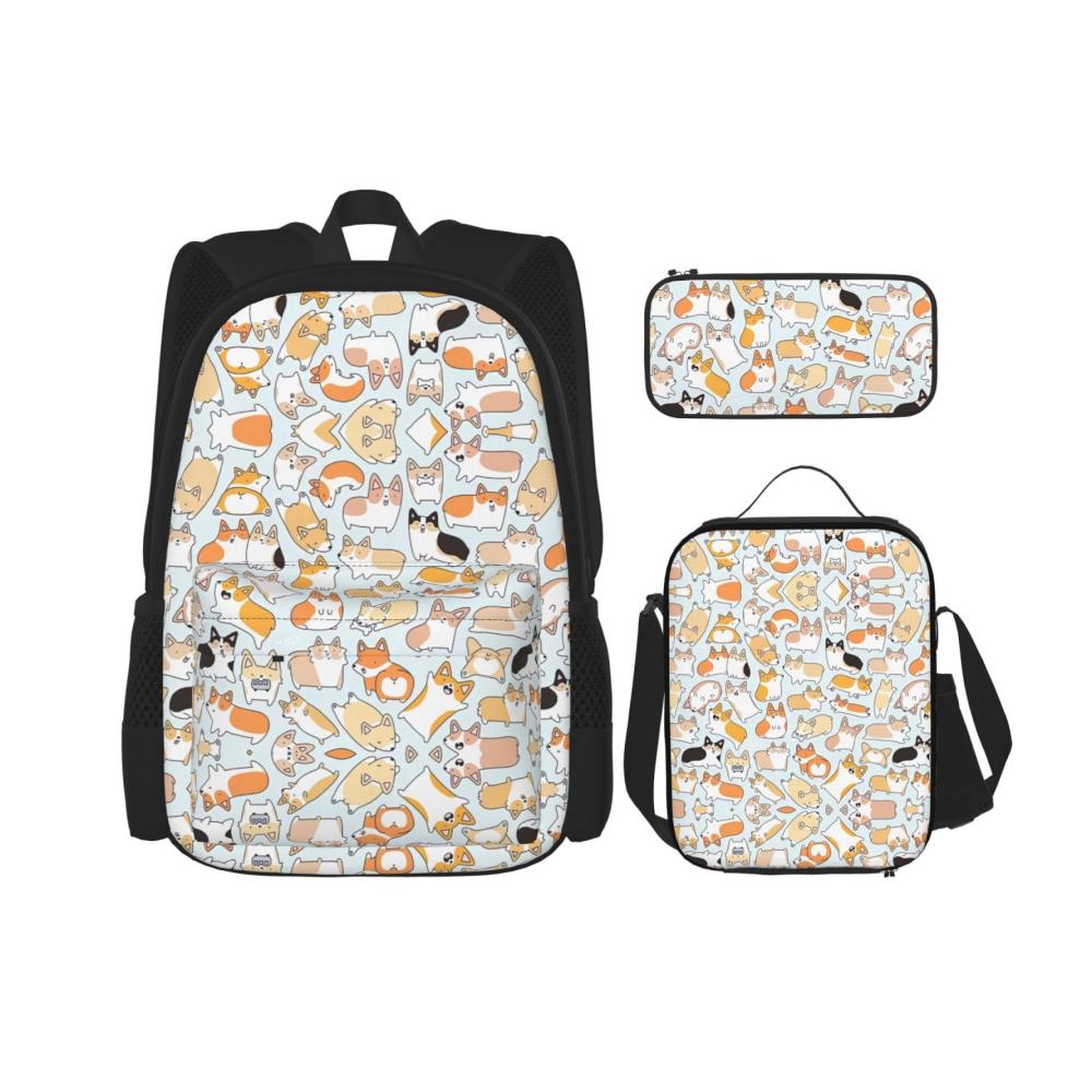 Exklusives Schultaschen-Set Leichter Rucksack mit Reiserucksack Büchertasche Lunch-Tasche Bleistifttasche & verspieltem Hundepfotenabdruck - Jetzt zugreifen
