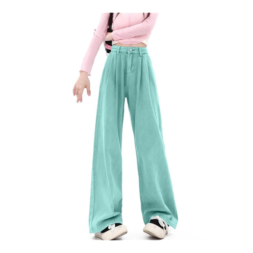 Entdecke den zeitlosen Stil Damen Vintage Jeanshosen mit hoher Taille weitem Bein und voller Länge für einen lässig-eleganten Look