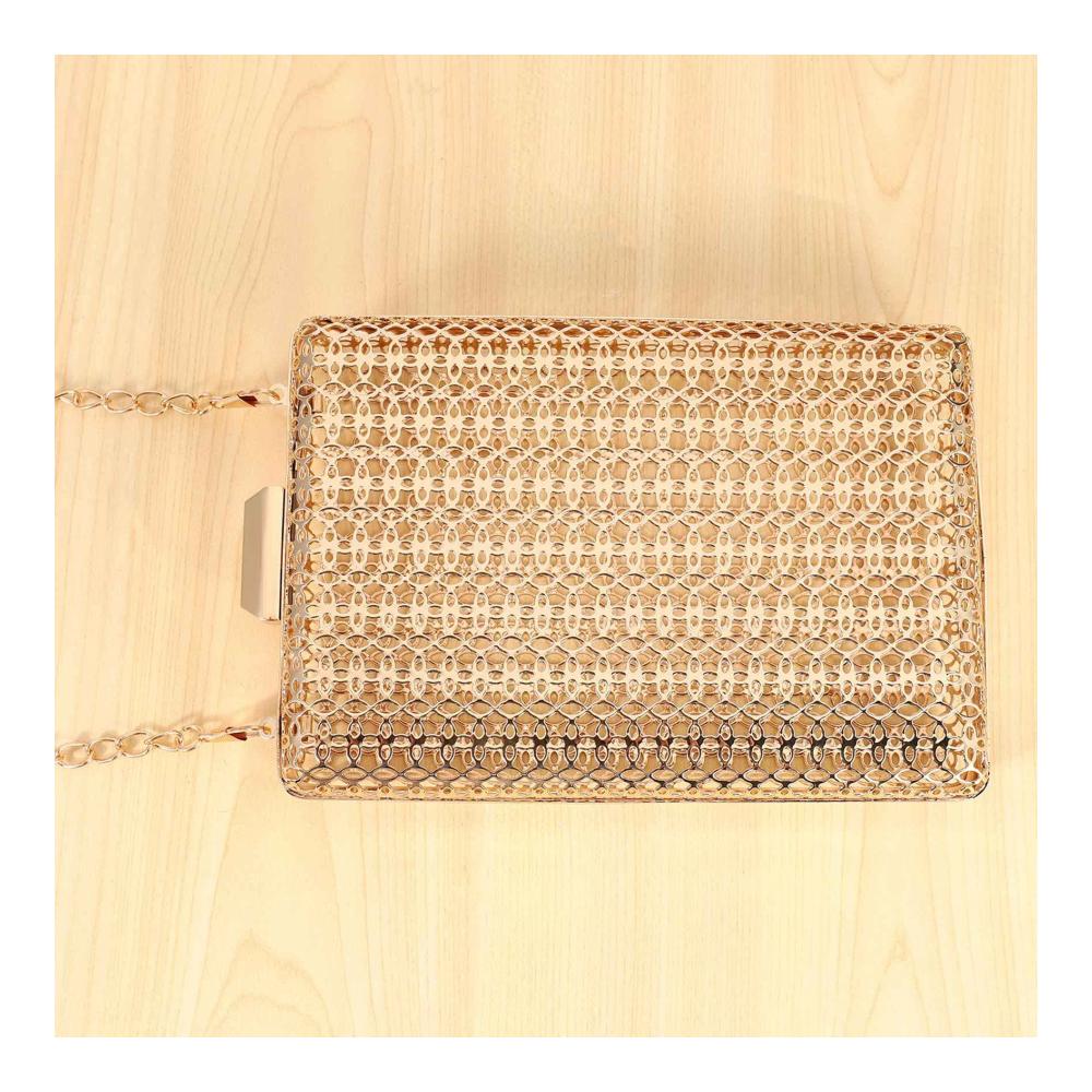 Einzigartiger Modestil Edle Clutch Handtasche in Gold Damen Abendtasche mit Metall Hohl Cage Design perfekt für stilvolle Schulter- und Umhängetaschen