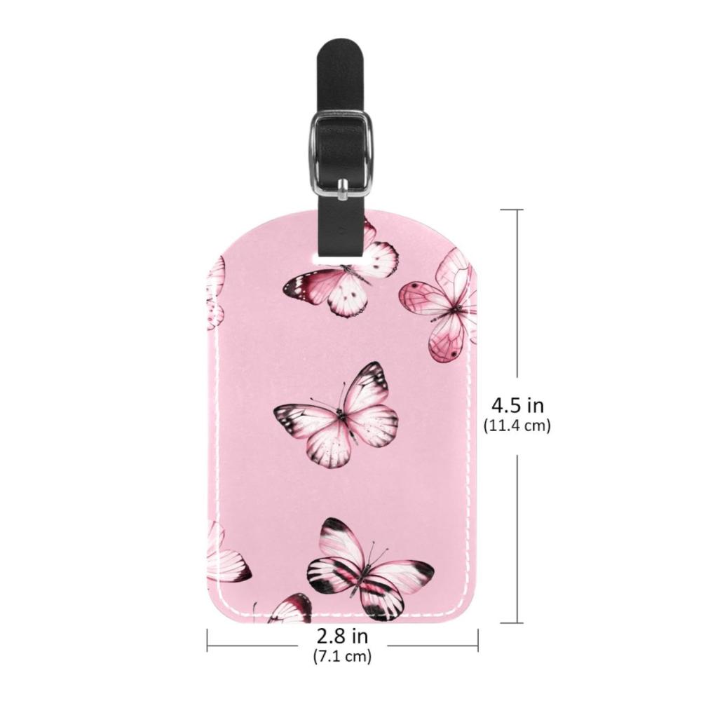 Erkennen Sie Ihren Stil! 2er-Set Koffer- & Taschenanhänger aus robustem PU-Leder mit sicherem Gurt für Reisen. Aquarell-Schmetterlingsmuster für einfache Identifizierung unterwegs