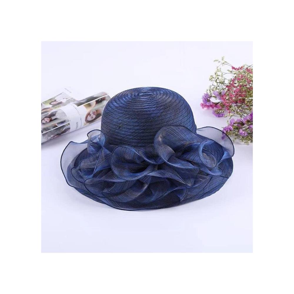 Attraktiver Sonnenhut für Damen Kentucky Church Flower – Brauthut mit breiter Krempe für Teeparty-Hochzeiten elegantes Organza-Kleid inklusive. Schützen Sie sich stilvoll vor der Sonne