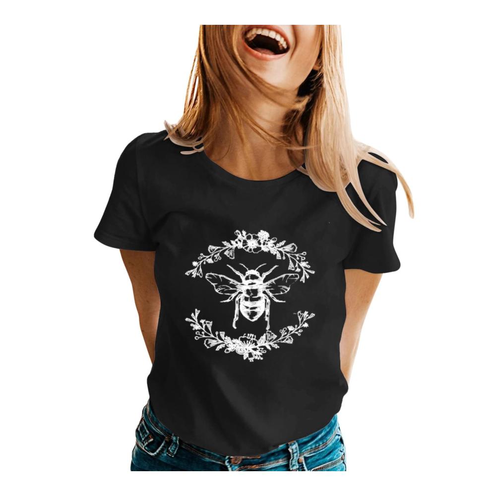 Einzigartiges Bienen Grafik T-Shirt für Damen | Trendiges Kurzarm Rundhals Bienenflüsterer Tee | Ideales Outfit für Teenager Mädchen und Imkerinnen | Must-Have Bienen Imkerei Design