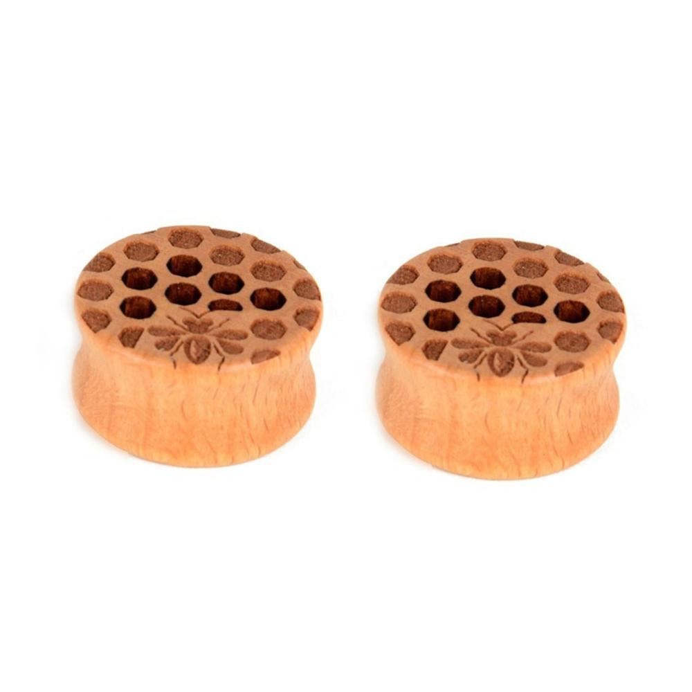 Erweitern Sie Ihr Stilspiel mit unseren 10mm-25mm Holz Tunneln - 2er Pack Runde Ohr Plug Tunnel in Braun. Perfekte Dehnung für einzigartigen Look