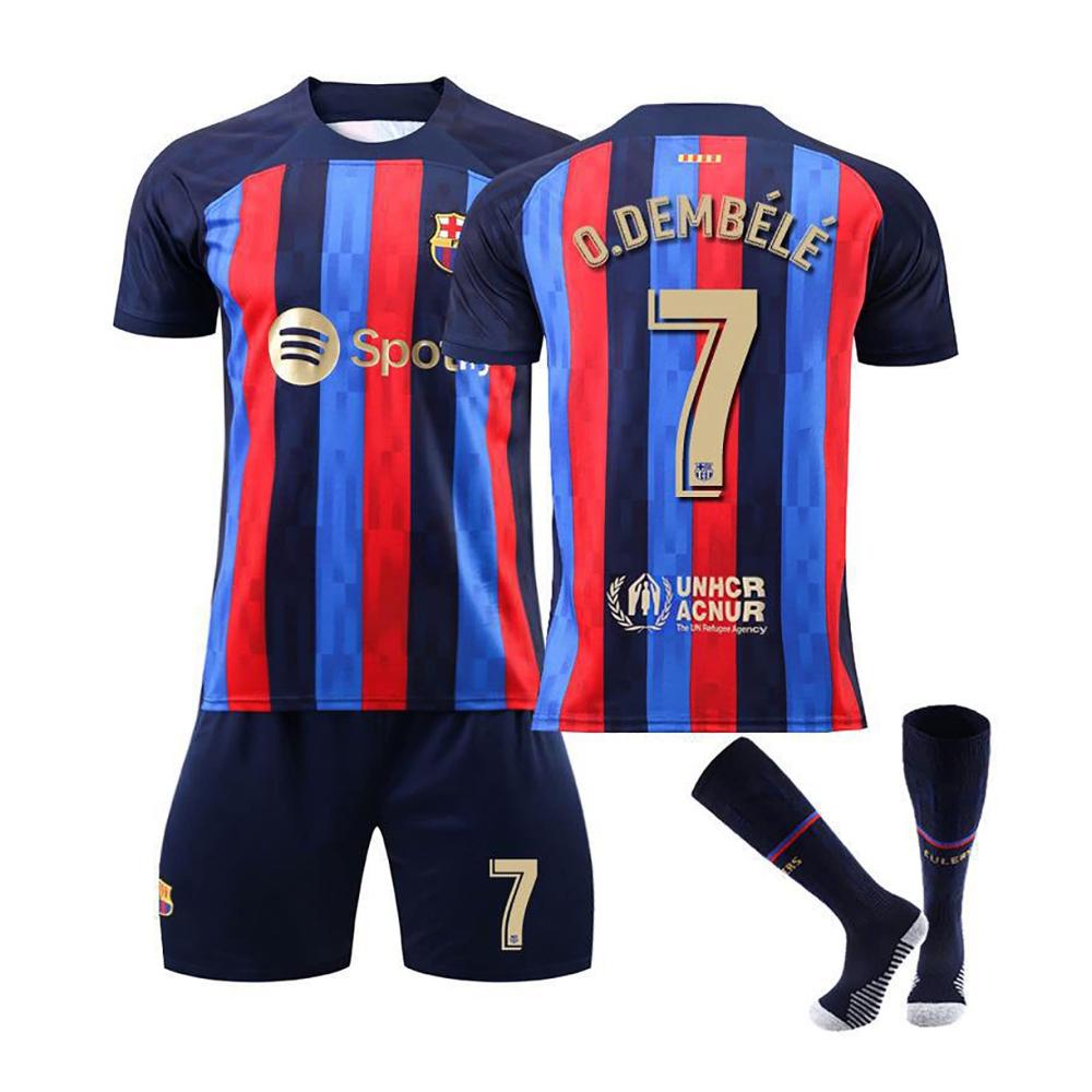 22/23 Barcelona Fußball Trikot-Set für Kinder & Erwachsene Trainingsanzug mit T-Shirt Shorts und Socken für Sommer-Fußballspiele und Training