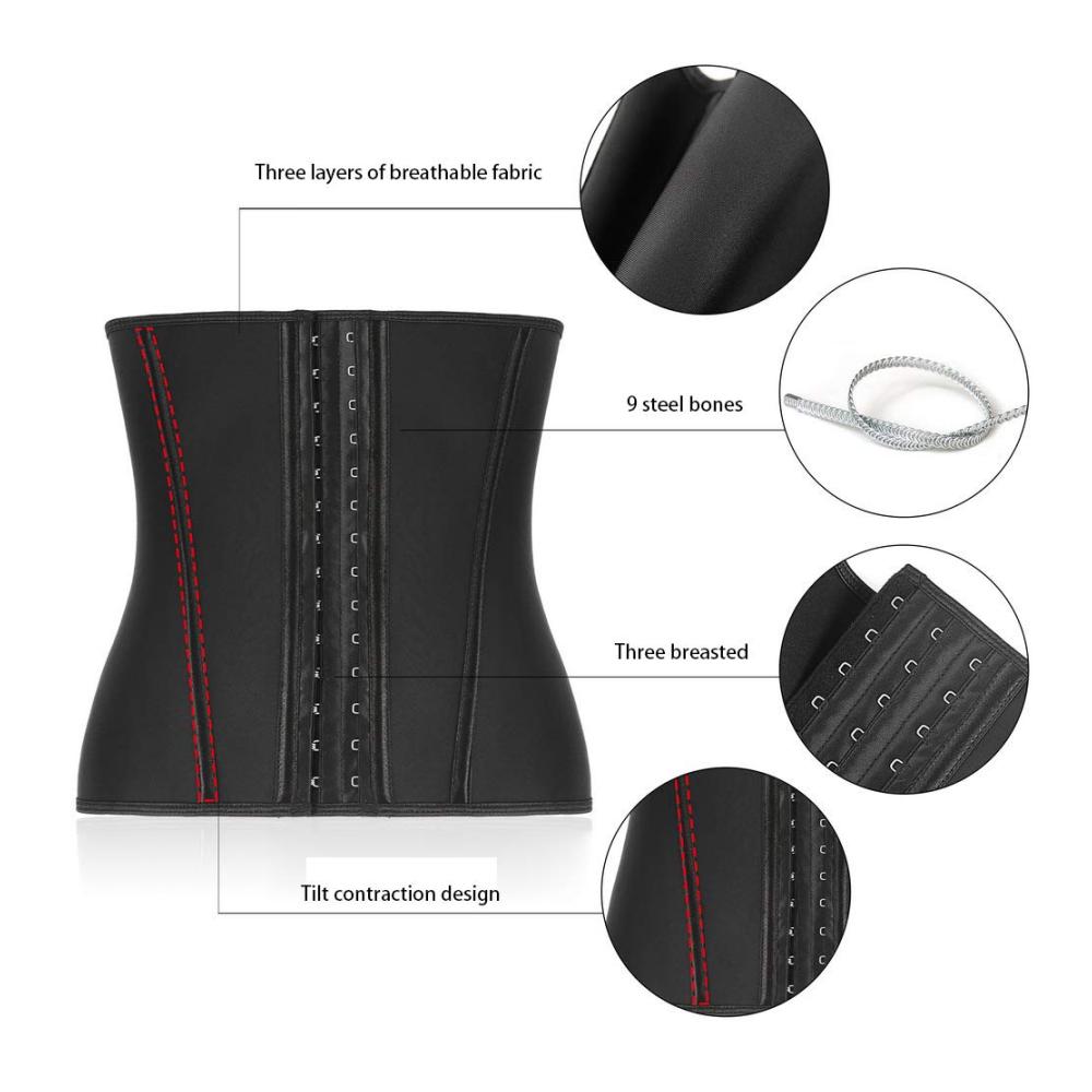 Taillenmieder Shaper Shaping Control Top Shapewear Damen Unterbrust Corsage Bauch Korsett Körperformend Atmungsaktiv Taillentrainer mit 3-Reihen-Verschluss Stark Formend Mieder Schwarz S