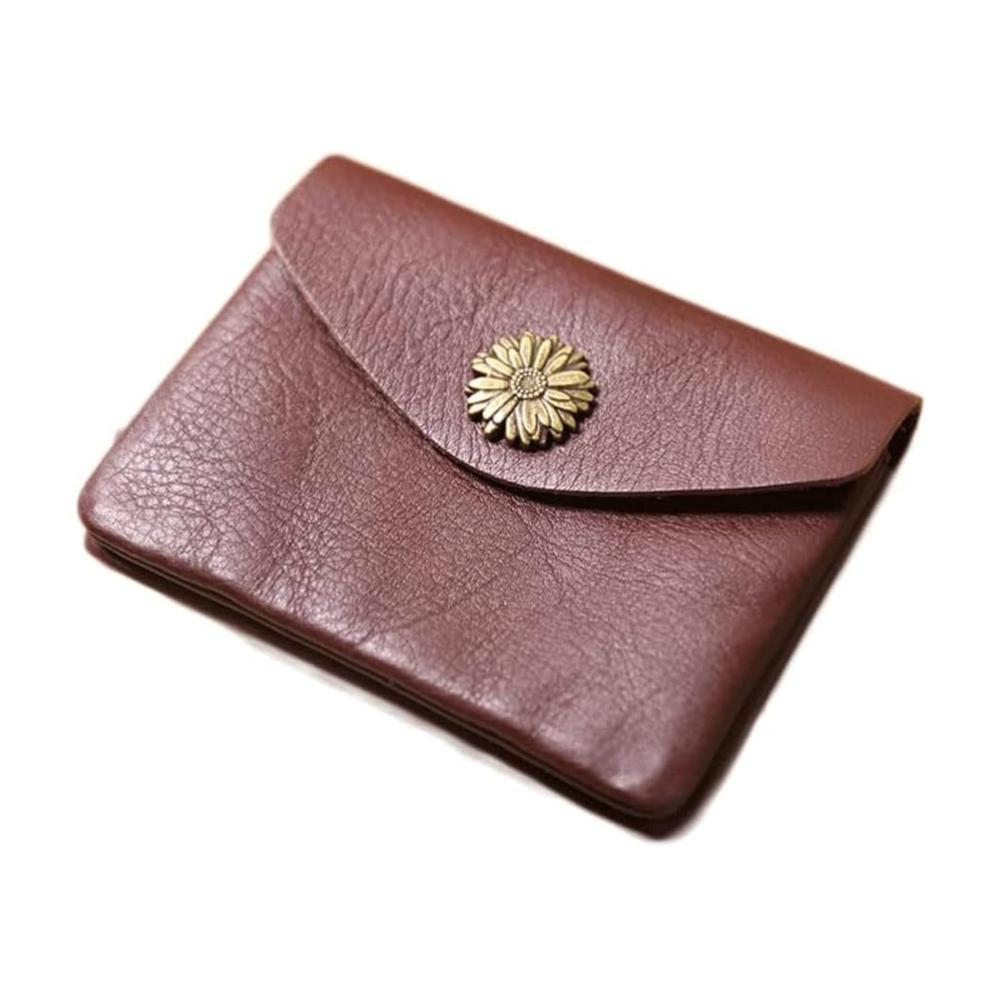 Entdecken Sie die perfekte Damen Ledergeldbörse! Schlank tragbar und praktisch mit Reißverschluss und Münzfach in Rotbraun. Ein Must-Have für stilvolle Frauen