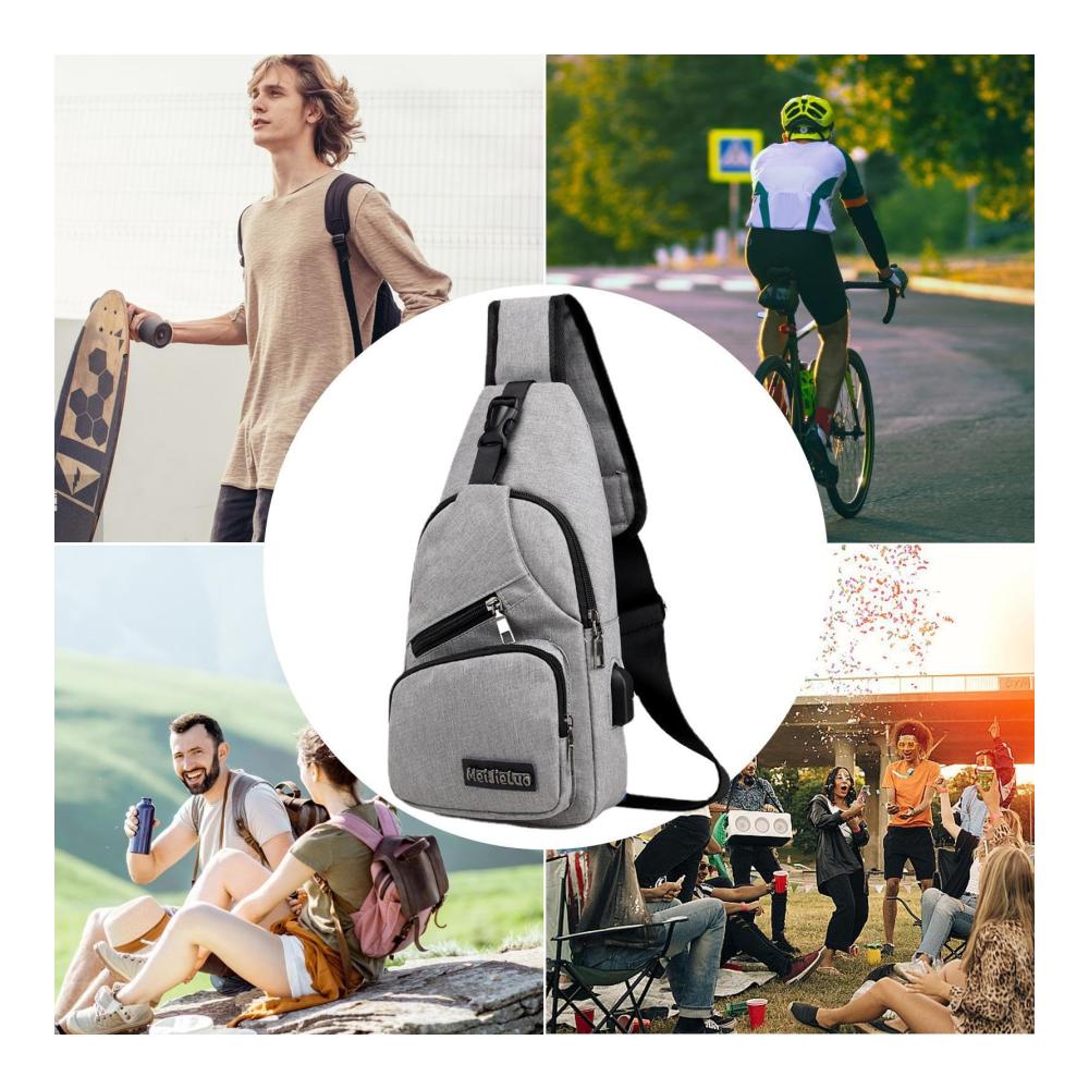 Stylische Schultertasche für Damen und Herren Praktische Umhängetasche mit USB- und Kopfhöreranschluss - Ideal für den Alltag