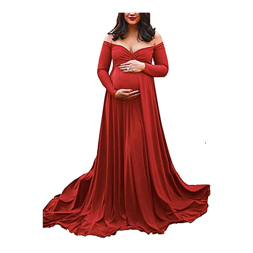 Entzückendes Schwangerschafts-Kleid Elegantes Maxikleid für Fotoshootings und besondere Anlässe. Stilvoll bequem und perfekt für werdende Mütter