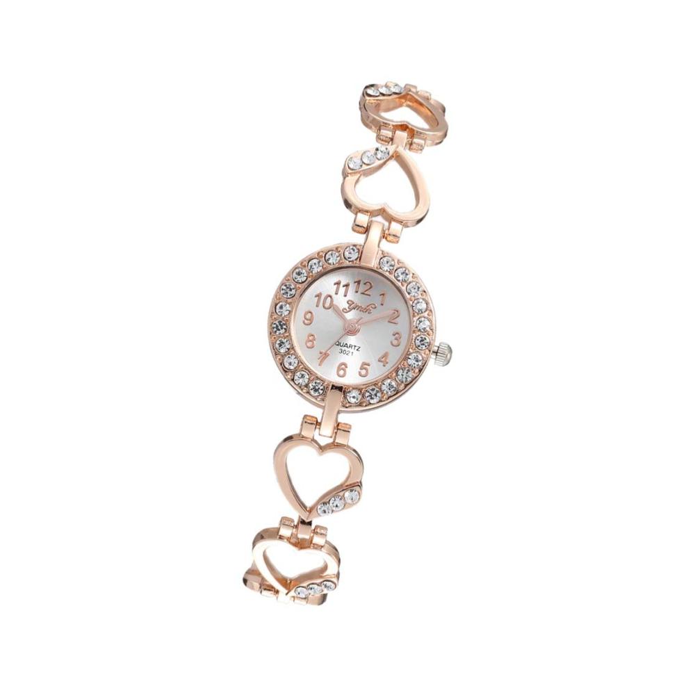 Entzückende Roségold-Armbanduhr Luxuriöse Damen Analog Quarz Armbanduhr mit funkelnden Strasssteinen und modischem Herzdesign. Perfektes Geburtstagsgeschenk für stilbewusste Frauen