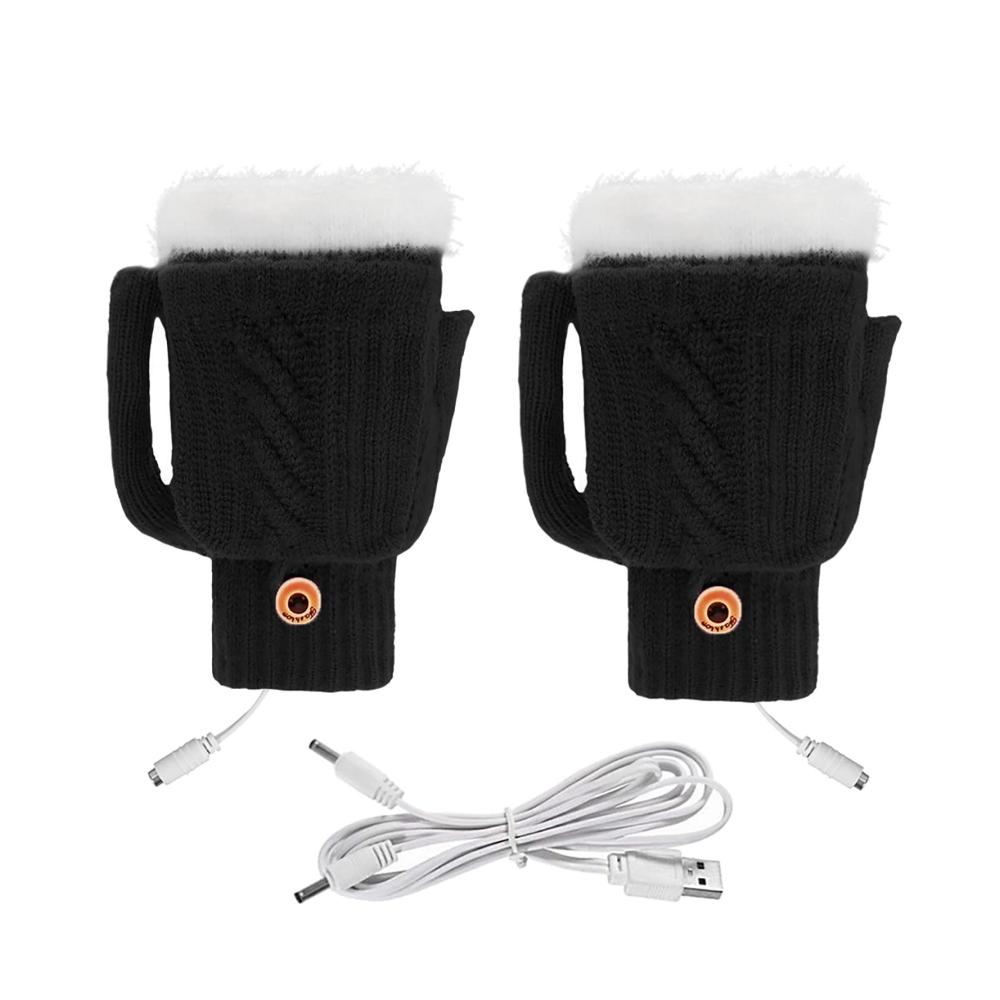 Warme Winter Elektrischer USB-Plüsch-Schal in Bierkrug-Form für Glücksmomente. Mobile Power-Computer-Heizung für Halsstärkung. Gelb/Schwarz Einheitsgröße