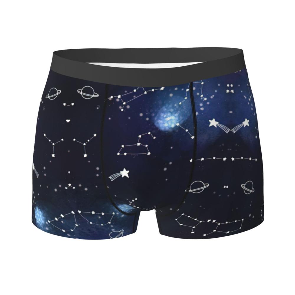 Cluster von Sternen im Nachthimmel bedruckte Boxershorts Herren Sportwäsche Weiche bequeme Herren Unterwäsche Boxer große Größen weicher Bund atmungsaktiv dehnbar